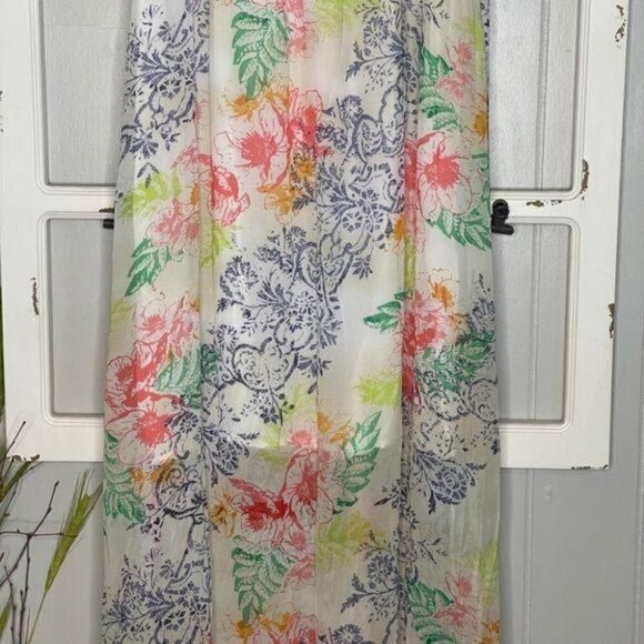 La Made Colorful Floral Chiffon Maxi Dress Sz Sm - Picture 7 of 10